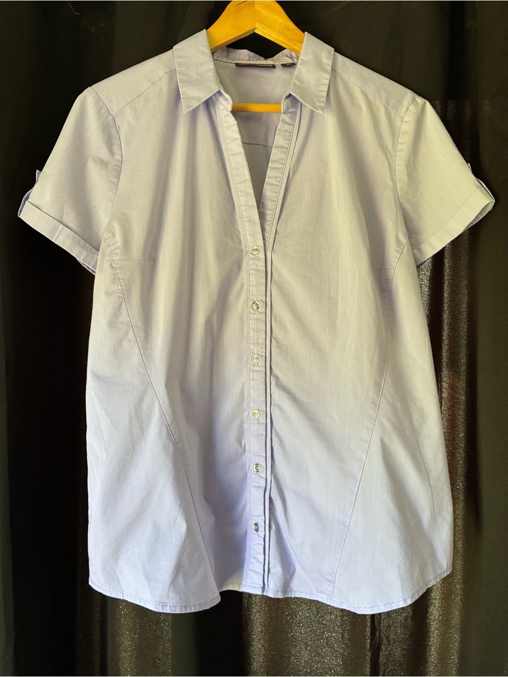 7th Avenue Women's Button Down Blouse Short Sleeve Size Large Light Purple